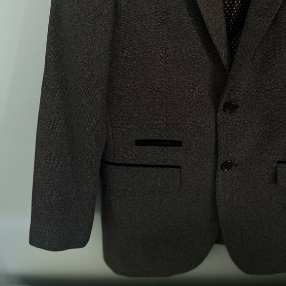 Marc Darcy London Brown Blazer Herringbone Tweed Sportscoat Jacket Velvet Patch - Picture 5 of 9